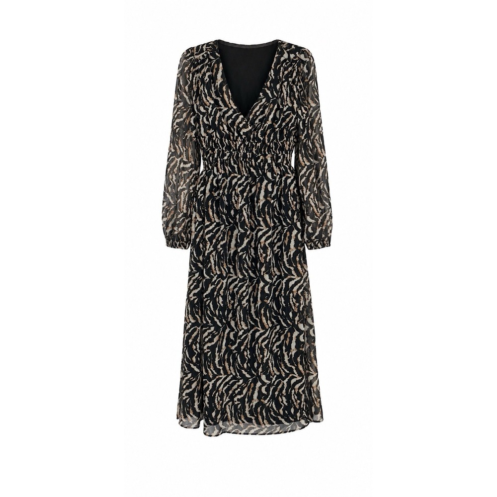 Sofia Jeans Sofia Vergara Dress S Black Gold Animal Print Boho Midi Sheer